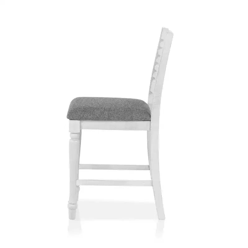 Set of 2 Farmhouse Counter Height Barstools with Upholstered Seats – Antique White