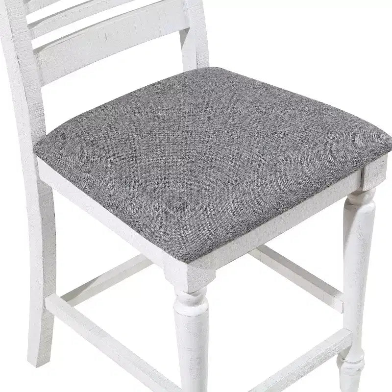 Set of 2 Farmhouse Counter Height Barstools with Upholstered Seats – Antique White