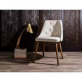 Mid-Century Modern Dining Chair – Cream Faux Leather, Walnut Finish
