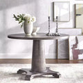 Round Pedestal Dining Table in Weathered Gray – Seats 4