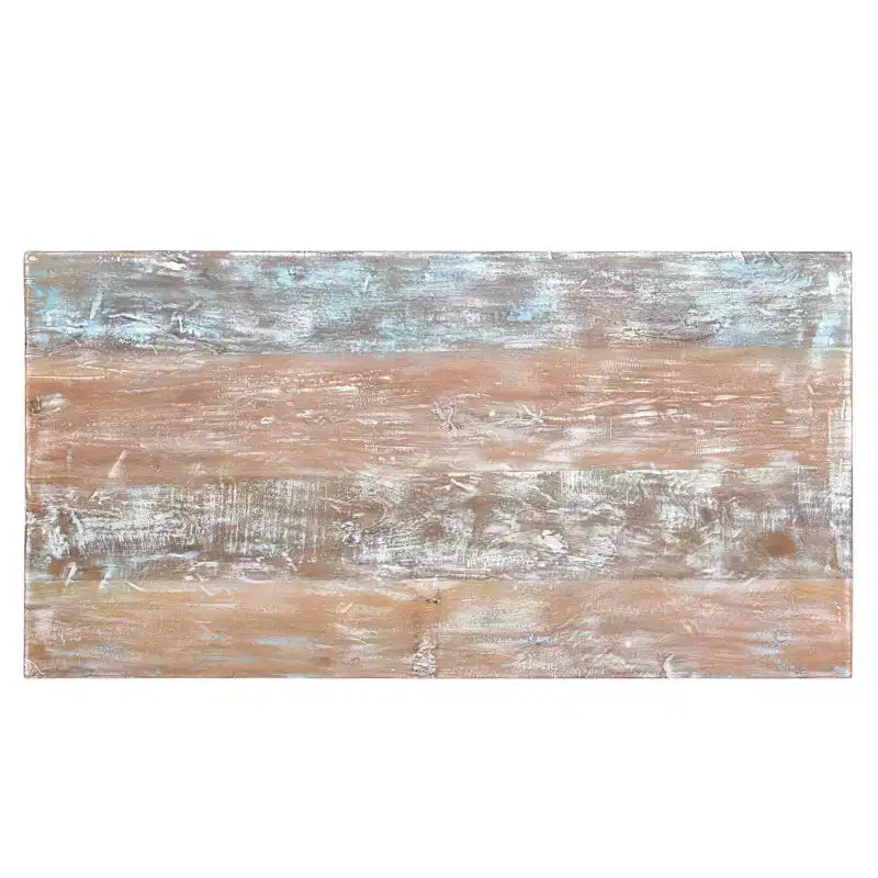 83-Inch Reclaimed Wood Carved Dining Table – Seats 8, Rustic Vintage