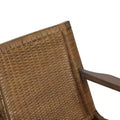 Natural Rattan Back Accent Chair with Mahogany Frame and Microfiber Seat