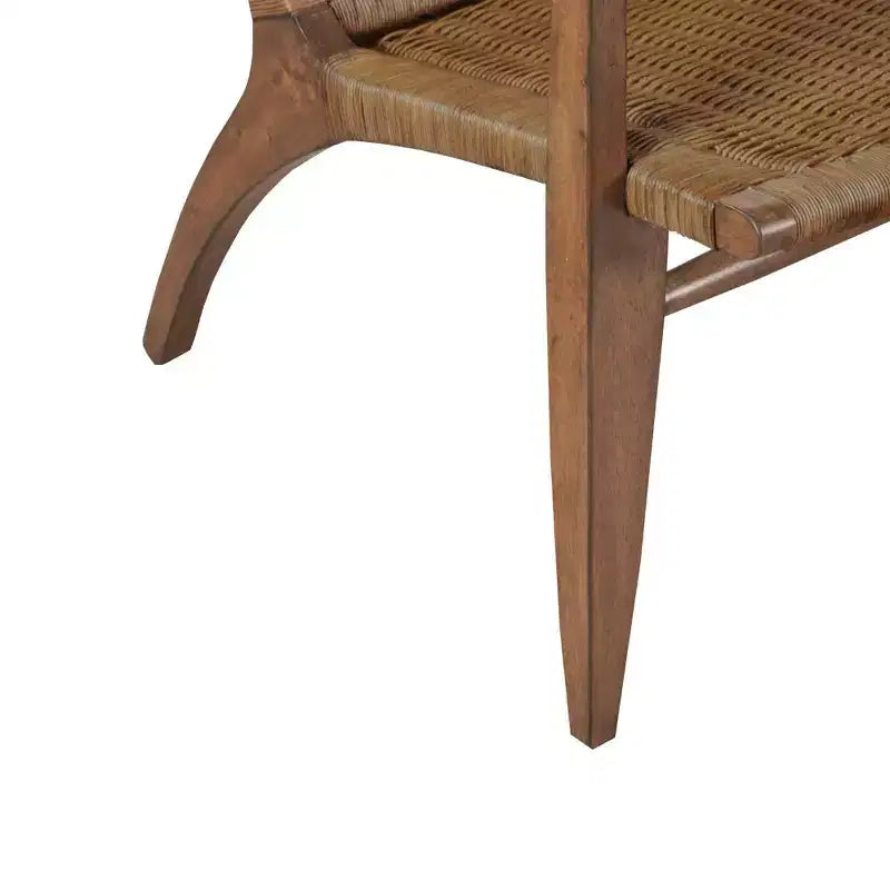 Natural Rattan Back Accent Chair with Mahogany Frame and Microfiber Seat