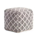 Square Geometric Handmade Pouf Ottoman – Black and Ivory, Fair Trade
