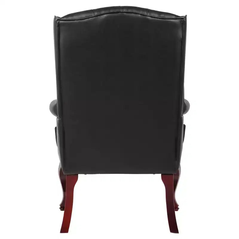 Wingback Traditional Guest Chair with Tufted Back and Nailhead Trim – Black