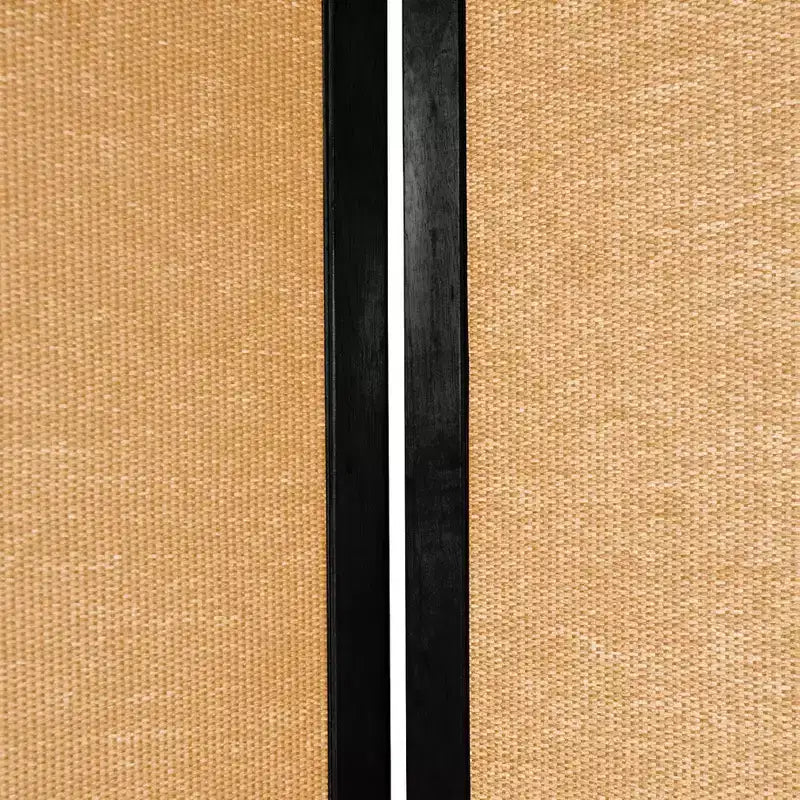 4-Panel Jute Shoji Screen Folding Privacy Divider – Black, 6 ft Tall