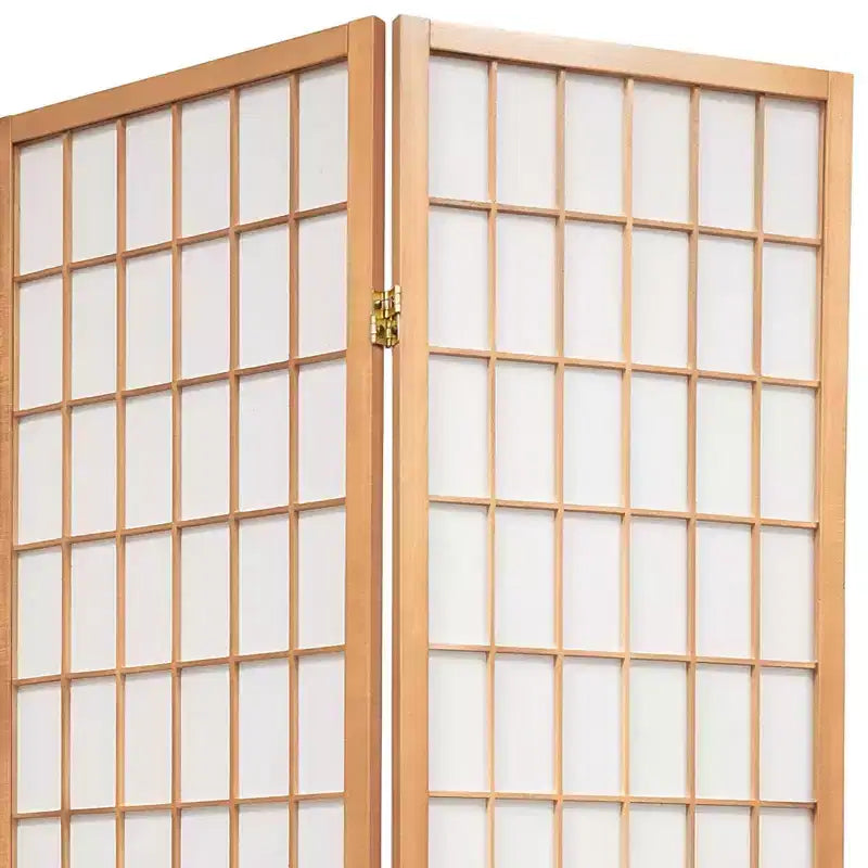 4-Panel Window Pane Shoji Screen Room Divider – Natural, 4 ft Tall