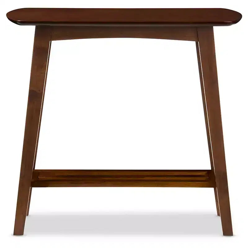 Mid-Century Modern Console Table with Open Shelf – Dark Walnut
