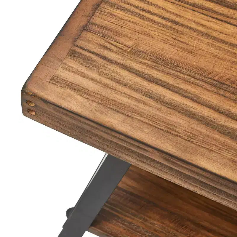 48-Inch Solid Wood and Metal 2-Tier Coffee Table – Rustic Farmhouse