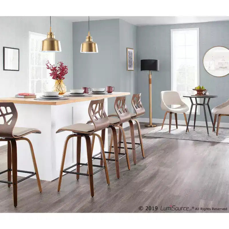 Set of 2 Mid-Century Modern Fabric Dining Accent Chairs