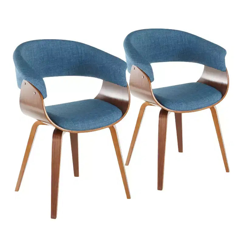 Set of 2 Mid-Century Modern Fabric Dining Accent Chairs