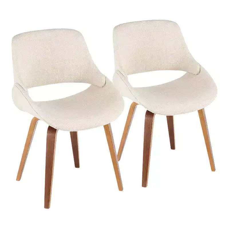 Set of 2 Mid-Century Modern Fabric Dining Accent Chairs