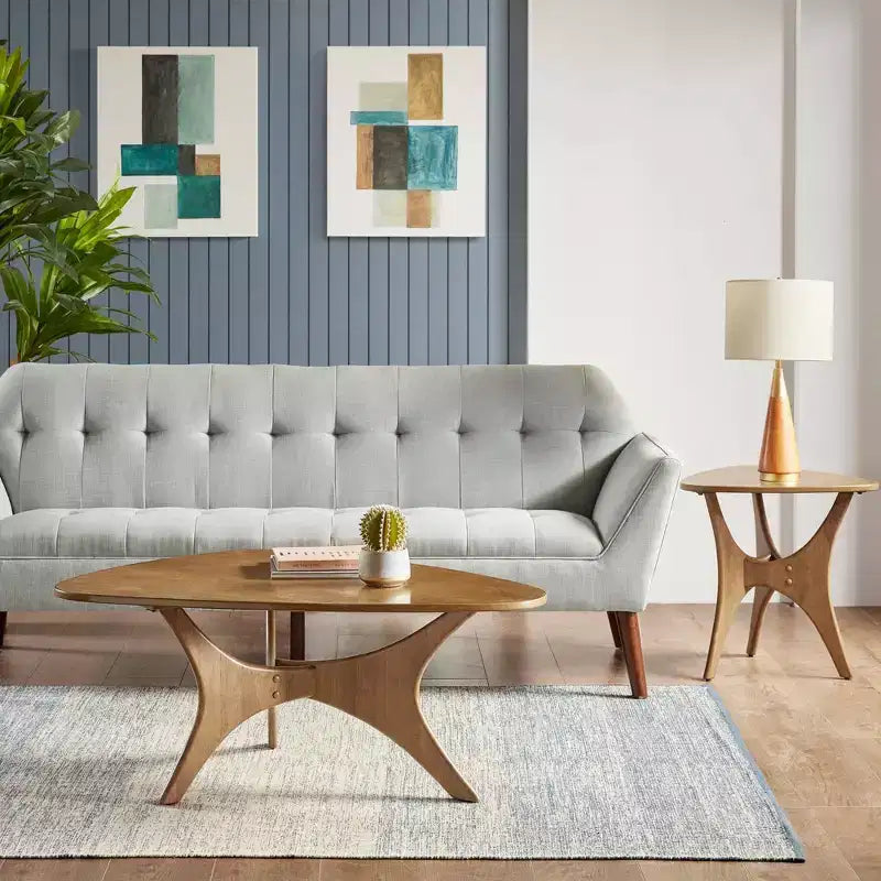 Triangular Wood Side Table – Mid-Century Modern Accent Table