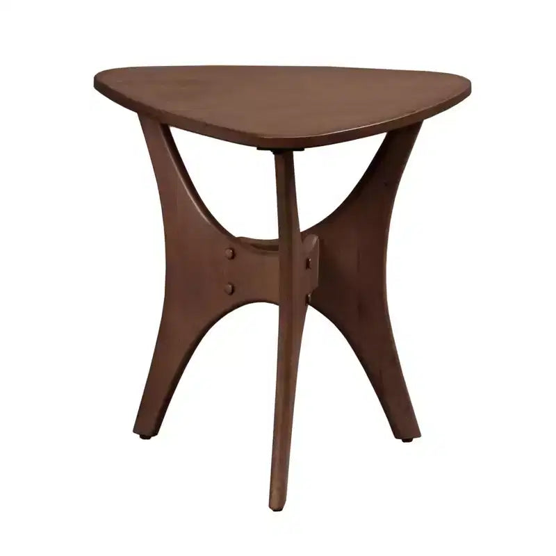 Triangular Wood Side Table – Mid-Century Modern Accent Table