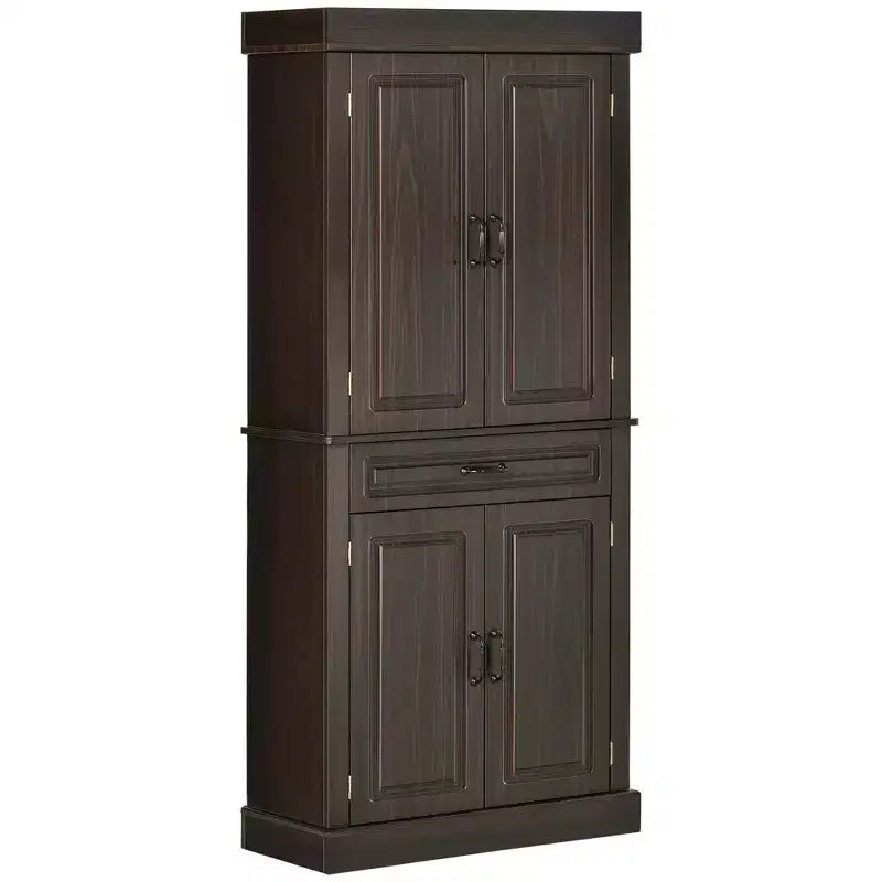 71-Inch Tall Kitchen Pantry Cabinet with 4 Doors and Wide Drawer