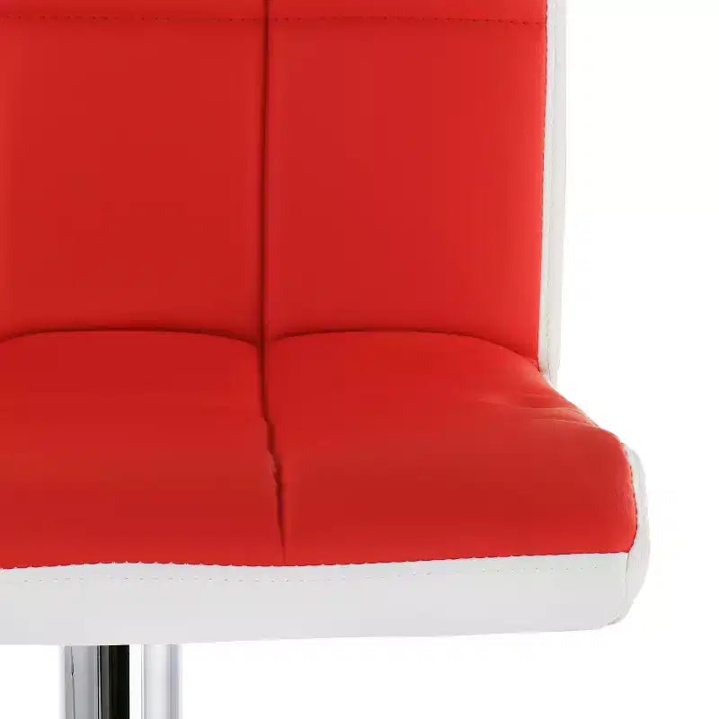 Set of 2 Adjustable Height Faux Leather Tufted Bar Stools with Swivel