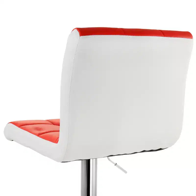 Set of 2 Adjustable Height Faux Leather Tufted Bar Stools with Swivel