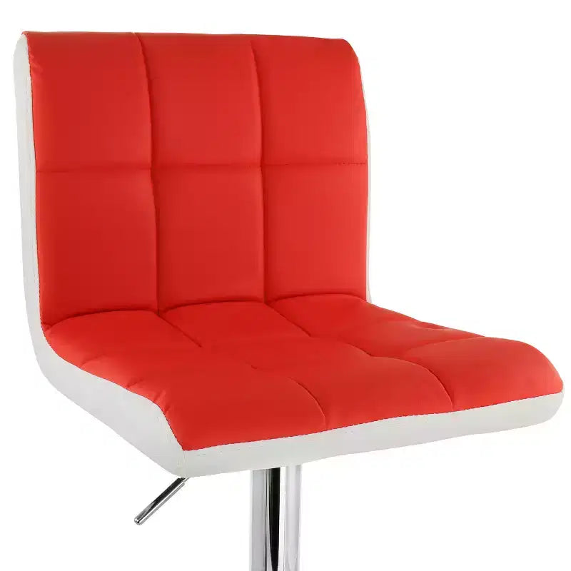 Set of 2 Adjustable Height Faux Leather Tufted Bar Stools with Swivel