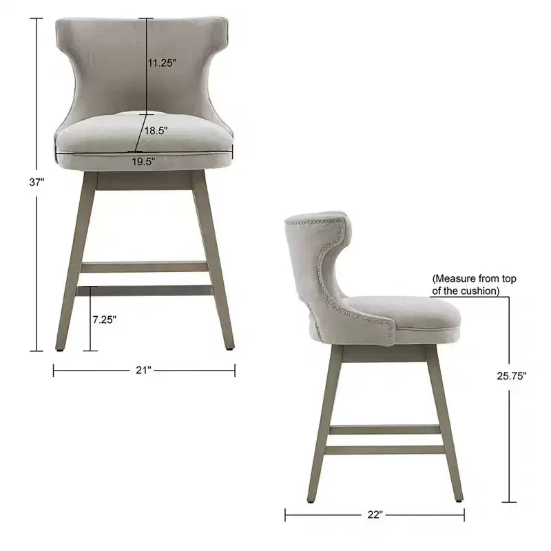 Swivel Counter Height Barstool with Arms – 25.75" Seat Height