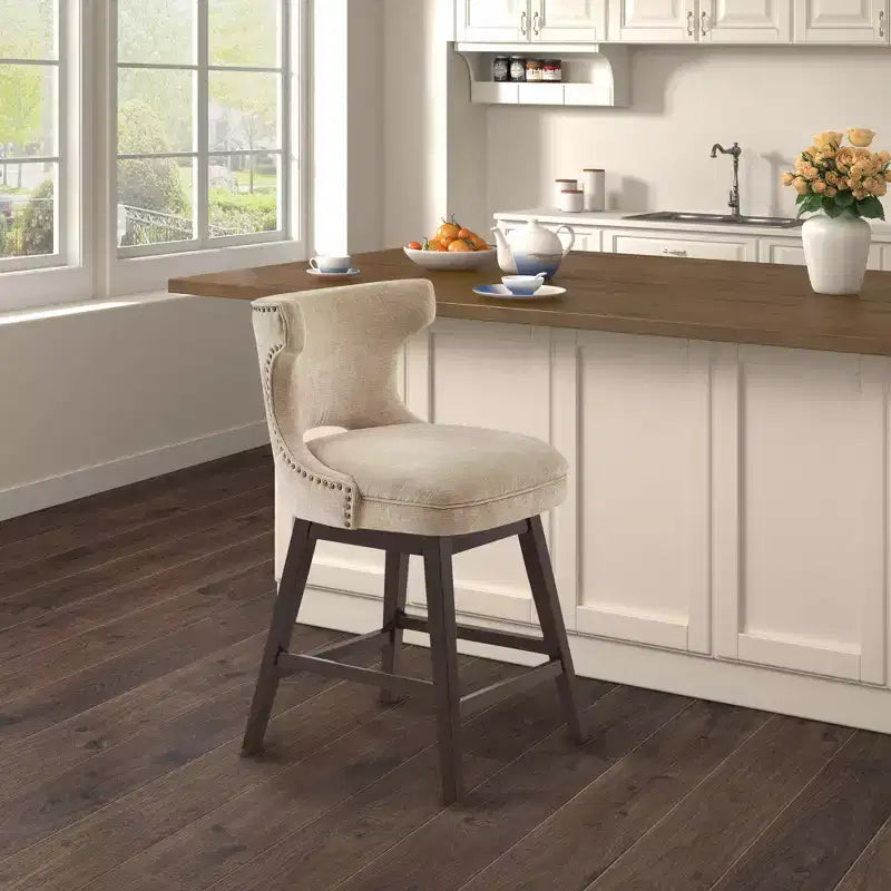 Swivel Counter Height Barstool with Arms – 25.75" Seat Height
