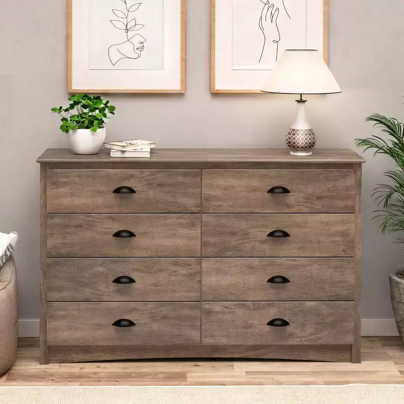 8-Drawer Wide Dresser with Metal Glides and Anti-Tip Hardware