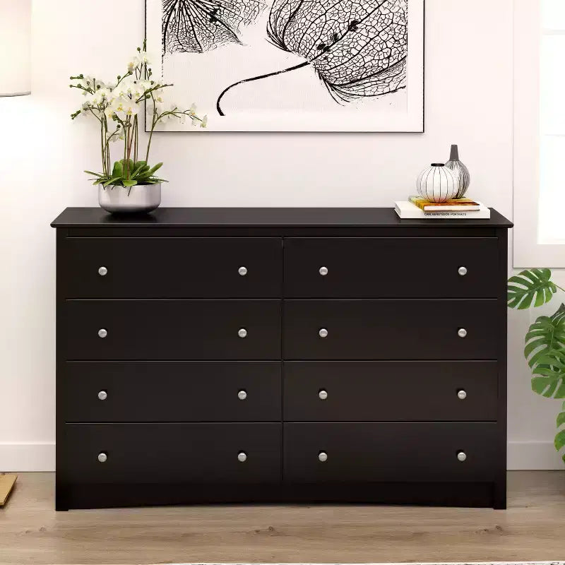 8-Drawer Wide Dresser with Metal Glides and Anti-Tip Hardware