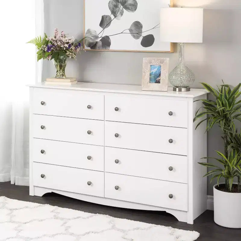 8-Drawer Wide Dresser with Metal Glides and Anti-Tip Hardware