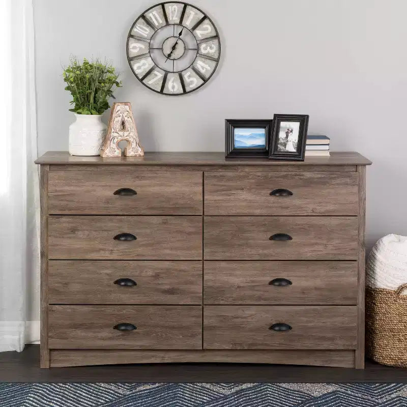 8-Drawer Wide Dresser with Metal Glides and Anti-Tip Hardware