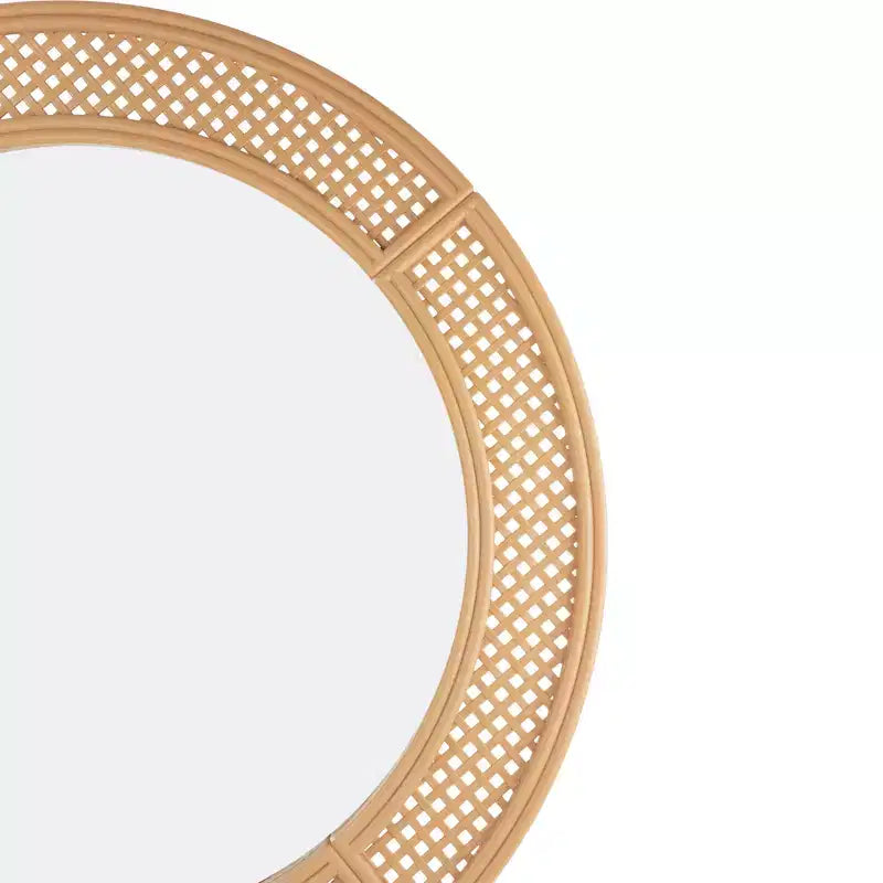 30-Inch Round Woven Rattan Style Wall Mirror – Coastal Boho