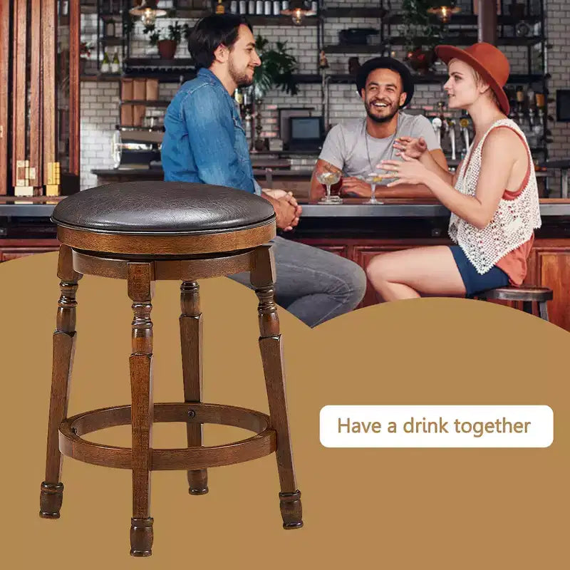 Set of 4 Swivel Counter Barstools with PU Leather Seat and Footrest – 24"