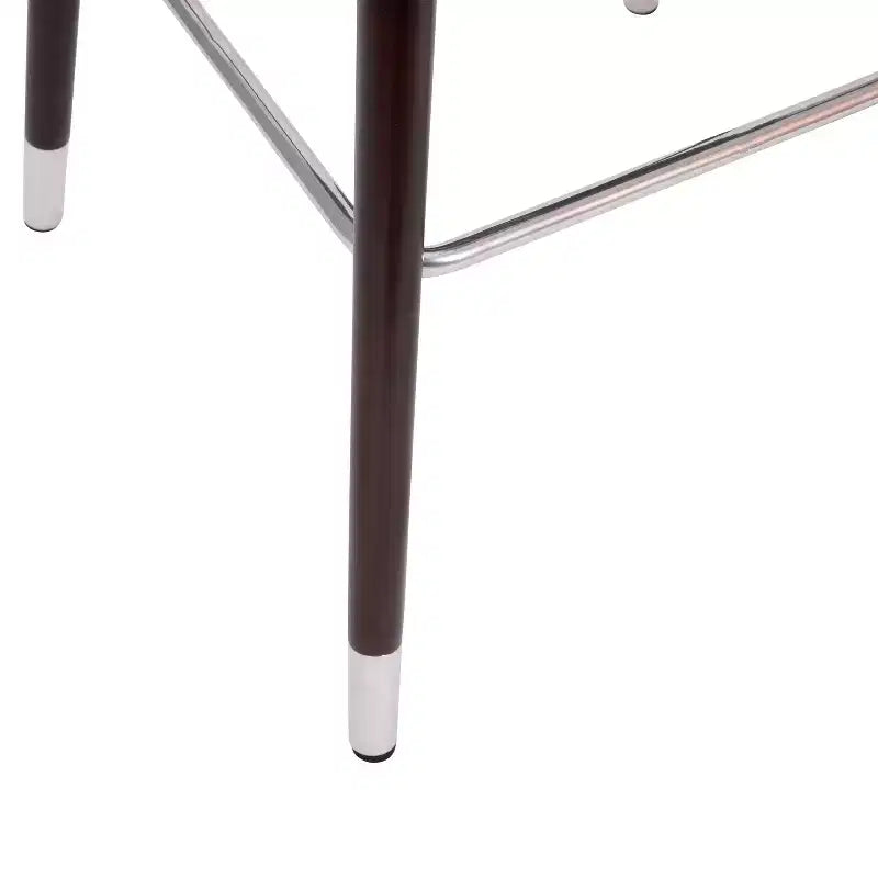 Bar Height Stool with Arms, Padded Faux Leather Seat and Wood Frame