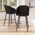 Bar Height Stool with Arms, Padded Faux Leather Seat and Wood Frame