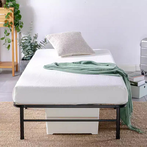 14-Inch Platform Bed Frame with Bamboo Slats – Twin, Black