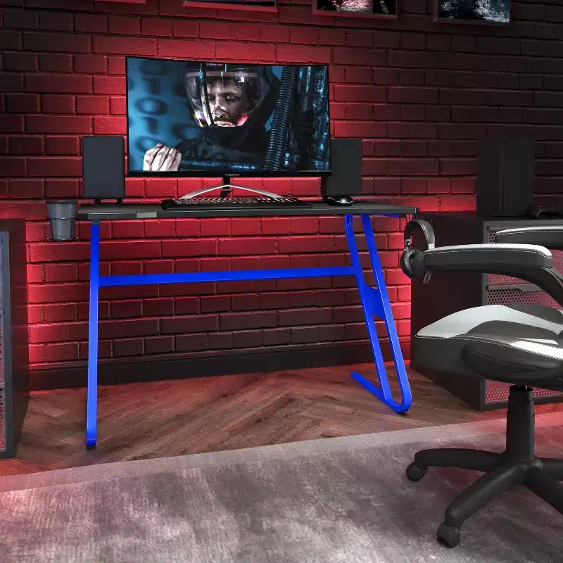 Professional Gaming Ergonomic Desk with Cup Holder and Headphone Hook